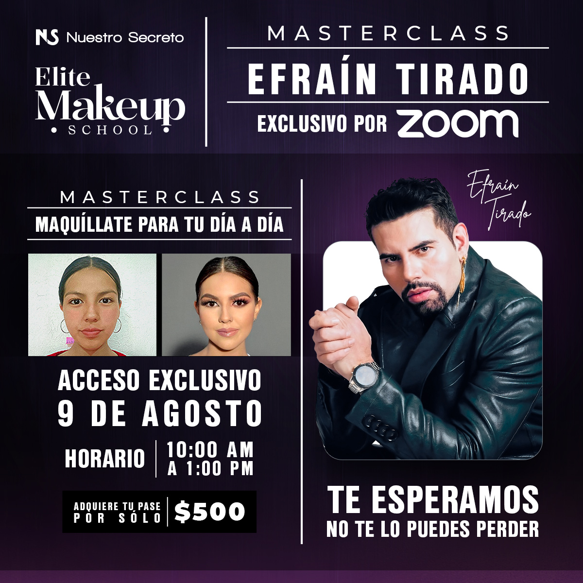 💄✨ ¡TU TRANSFORMACIÓN EMPIEZA AQUÍ! ✨💄
¿Quieres aprender a maquillarte como toda una experta para tu día a día? 👑
¡Esta es tu oportunidad! 🔥
🎓 Masterclass exclusiva por Zoom con el increíble @efraintiradomakeup .
🗓 9 de agosto
🕙 10:00 AM a 1:00 PM
💰 Solo $500
🎟 ¡Cupo limitado!
🚨 Aprende técnicas profesionales de maquillaje desde casa y lleva tu look al siguiente nivel 💥
El antes y después lo dice TODO 👀
🔗 ¡Adquiere tu pase ya y sé parte de la #EliteMakeup! en:
🚩 elitemakeupschool.com
📧 hola@elitemakeupschool.com
📲 Whats App: 55 5501 8674
#Maquillaje #CursoDeMaquillaje #MakeupLovers #EfrainTirado #MasterclassMaquillaje #nuestrosecreto