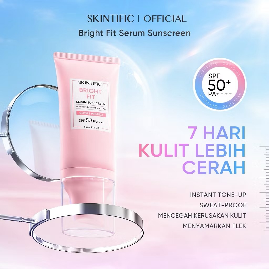 SKINTIFICT BRIGHT FIT SERUM SUNSCREEN SPF 50 - 50gr
.
Harga 134.000 perpcs
.
Harga Grosir 131.900 peprcs (pengambilan 12 pcs)
.
🔰WA : 0813 3772 3772 ☎️ : 0761 8364069
📦 SHOPEE : istana.cosmetics (gratis ongkir)
.
Skintific Bright Fit Serum Sunscreen SPF50+ PA ++++ 30g
Memperkenalkan sunscreen dengan perlindungan spektrum luas terbaru yang membantu mencerahkan untuk proteksi harian Anda. Diperkaya dengan paduan poten bahan aktif skincare, tidak hanya memberikan efek cerah seketika (dengan efek tone-up pada sunscreen, produk mengandung CI 77891/ titanium dioxide), namun seiring dengan waktu juga membantu mencerahkan dan meratakan warna kulit.
Place of Origin
Cina
Commodity Specifications
BPOM : NA11251700055
Product Usage :
1. Gunakan sebagai langkah terakhir dalam skincare rutin di pagi hari.
2. Aplikasikan secukupnya pada area kulit yang terpapar dengan sinar matahari
3. Re-aplikasikan kembali sepanjang hari bila perlu. Untuk aktivitas di luar ruangan, direkomendasikan untuk menggunakan produk tiap 2 jam sekali.