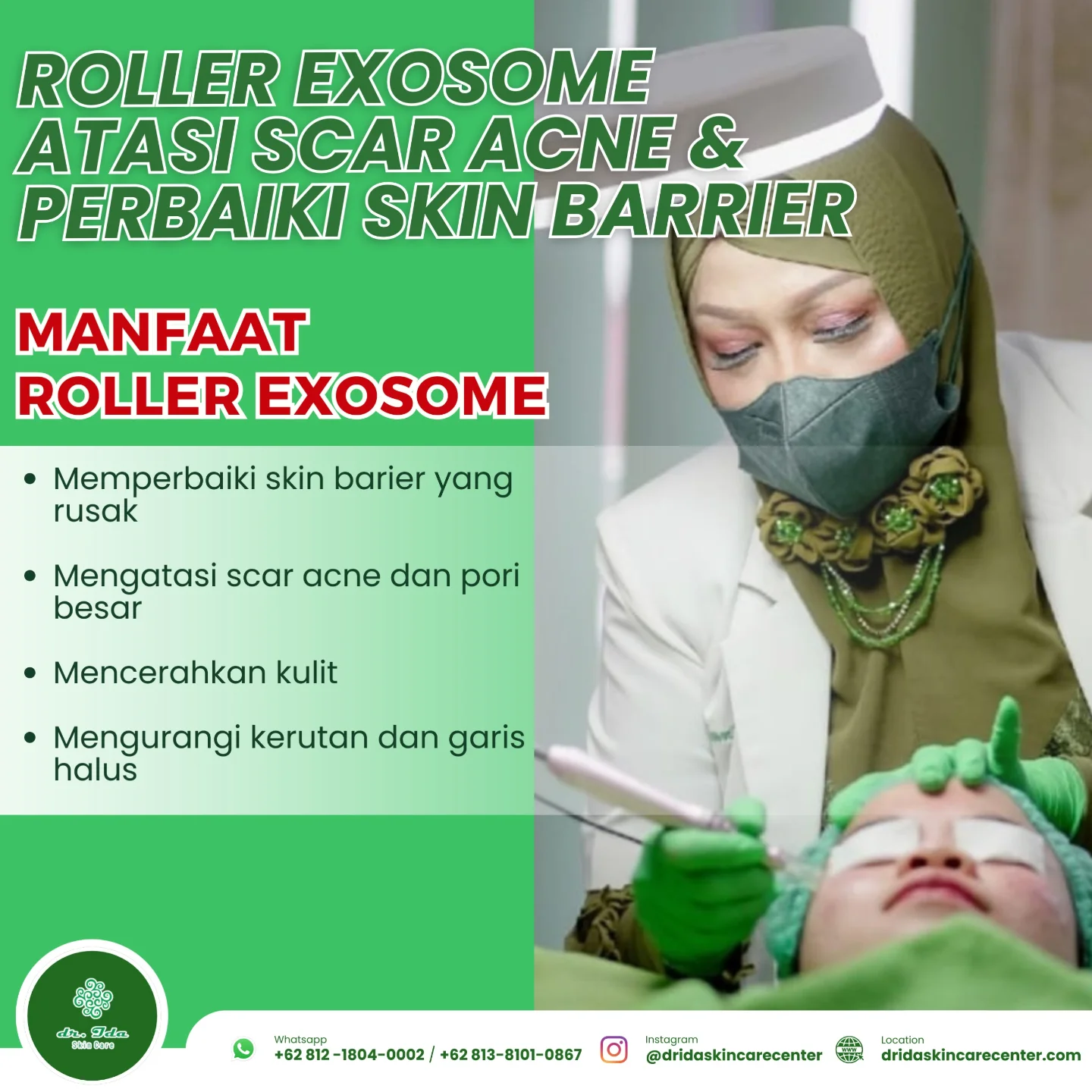 {ROLLER EXOSOME}
Exosome roller adalah perawatan kulit yang menggabungkan teknologi microneedling dengan eksosom, yang merupakan nanopartikel yang dikeluarkan oleh sel dan mengandung berbagai faktor pertumbuhan dan material genetik, untuk merangsang regenerasi sel dan memperbaiki masalah kulit.
Memiliki manfaat :
*Memperbaiki skin barrier yang rusak
*Mengatasi scar acne dan pori besar
*Mencerahkan kulit
*Mengurangi kerutan dan garis halus
Promo Bulan Juli
1,5 Juta Diskon 35% jadi 975 K
Saatnya kamu coba treatment yang satu ini, yang bisa perbaiki skin barriermu sekaligus bisa atasi bopeng scar acnemu....✨️🥳🎉⚘️🤗
#dridaskincare#klinikkecantikanbogor#produkamanbpom#perawatanwajah#rollerexosome#pilihantreatmentbopeng#treatmentporibesar#treatmentflekbekasjerawat#bebasflek#bebaspporibesar#bebasscaracne#kulitsehat#kulitbersinar#kulitglowing#menyala