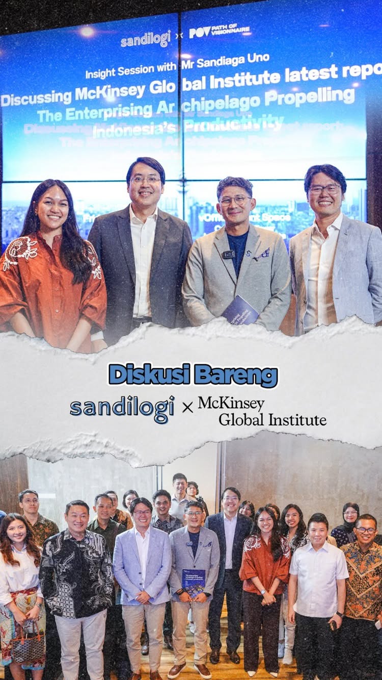 Seru banget diskusi bareng teman-teman Sandilogi dan McKinsey Global Institute. Kami banyak membahas soal gimana Indonesia bisa jadi negara maju. Ekonomi kreatif itu penting, tapi kalau hanya mengandalkan itu saja, tentu belum cukup.
Indonesia tetap butuh industri yang kuat sebagai pondasi. Supaya lapangan kerja lebih banyak tercipta dan ekonomi Indonesia menjadi lebih baik lagi.