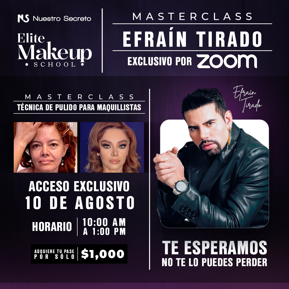 🔥 TRANSFORMA TU TÉCNICA COMO MAQUILLISTA 🔥
¿Eres maquillista y quieres llevar tu trabajo al siguiente nivel? 💥
Esta masterclass es para TI.
🎓 Masterclass: Técnica de Pulido para Maquillistas
🧠 Impartida por el experto @efraintiradomakeup
📅 10 de agosto
🕙 10:00 AM a 1:00 PM
💻 Modalidad: Zoom
💰 Inversión: $1,000
⚡️ Perfecciona el acabado de piel, eleva la calidad de tu trabajo y ofrece resultados de alto impacto.
Aprende paso a paso cómo lograr un maquillaje pulido, fotogénico y profesional.
🚨 CUPOS LIMITADOS 🚨
🎟 ¡Adquiere tu pase YA y marca la diferencia!
www.elitemakeupschool.com
hola@elitemakeupschool.com
Whats App: 55 5501 8674
#EliteMakeupSchool #NuestroSecreto #EfrainTirado #MaquillajeProfesional #MasterclassMaquillistas #MakeupPro #TécnicaDePulido #zoomclasses