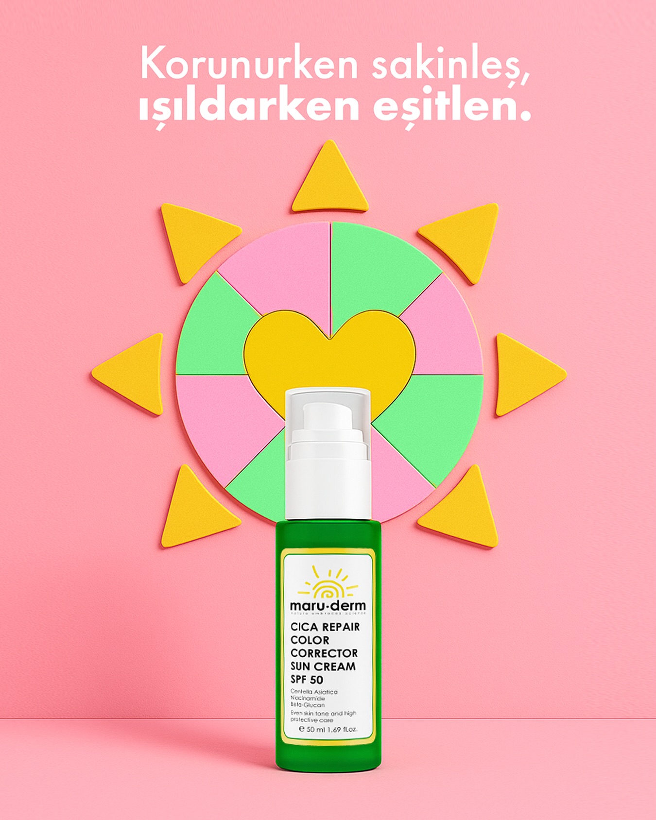 Güneşe karşı günlük bakım ve koruma bir arada!
SPF 50+ ile güçlü koruma🌞
Centella Asiatica, Beta-Glucan ve Niacinamide ile cildine çok yönlü destek!🌿💧✨
Cilt tonunu eşitler, hassasiyeti yatıştırır, nem dengesini korumaya yardımcı olur.
#cildinseninhikayen #maruderm #ciltbakım #cicarepair #cica