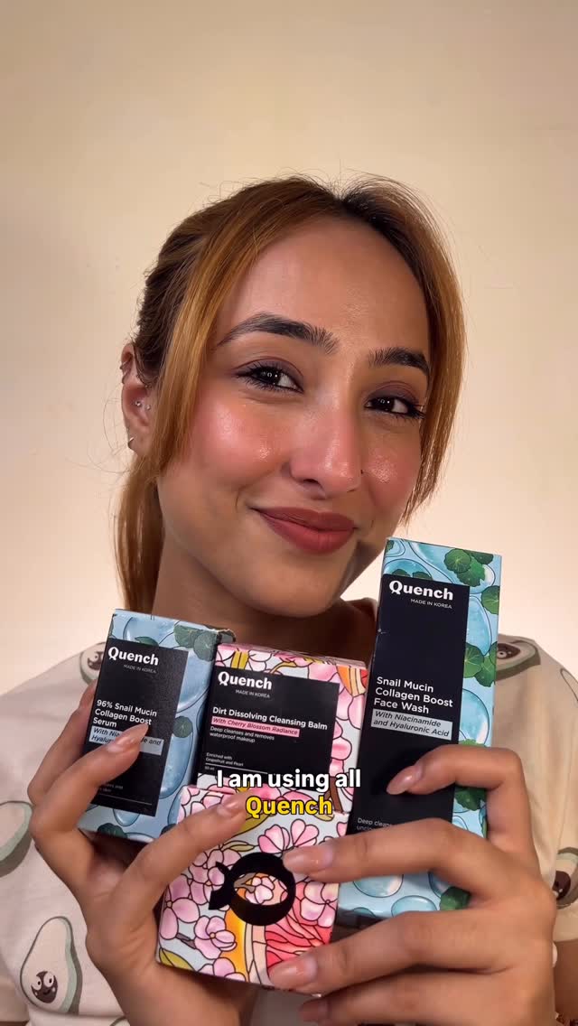 โจThat post-makeup cleanse never looked (or felt) this good!โจ
Your skin deserves the best โ even after your best glam ๐
๐ฅ Featuring:
๐ซง Dirt Dissolving Cleansing Balm
๐ Snail Mucin Collagen Boost Facewash
๐ 96% Snail Mucin Collagen Boost Serum
๐ฆ Ultra Light Gel Moisturizer
#UnreadyWithQuench #KoreanSkincare #GlowySkinRoutine #QuenchBotanics #DoubleCleanse #glassskin #quench #quenchbotanics