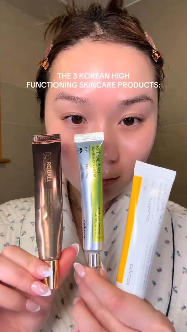 COMMENT ‘SKIN’ for the exact products in your DM 🤍🙌🏻 #skincare101 #highfunctioningskincare #wrinkles #antiaging #glowy #koreanbeauty #songofskin #celimax #retinal