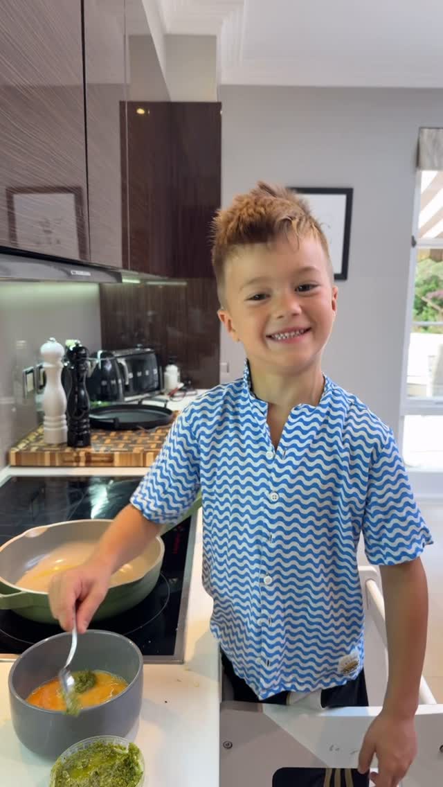 My 5 year old makes a better omelette than me. How do you think he did? #LittleChef 👨🍳🥰
