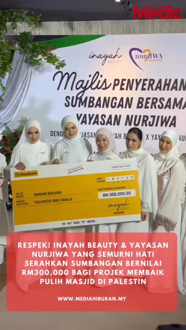 Masya-Allah barisan selebriti yang hadir pada acara Inayah Beauty & Yayasan Nurjiwa yang semurni hati serahkan sumbangan bernilai RM300,000 bagi projek membaik pulih Masjid di Palestin 🤍🙏🏼 #MHnews #MediaHiburan