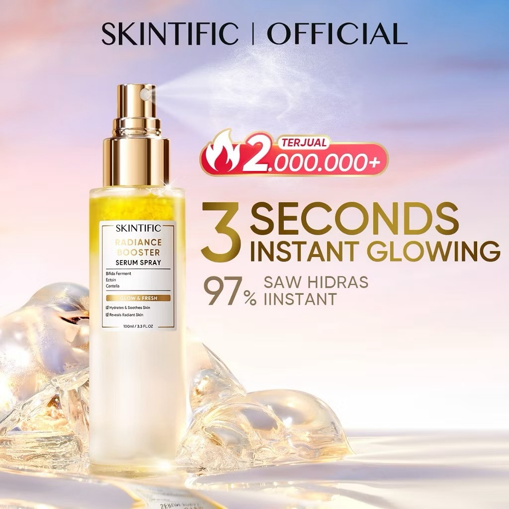 SKINTIFIC RADIAN BOOSTER SERUM SPRAY 100ML
.
Harga 113.000 perpcs
.
Harga Grosir 110.300 peprcs (pengambilan 12 pcs)
.
🔰WA : 0813 3772 3772 ☎️ : 0761 8364069
📦 SHOPEE : istana.cosmetics (gratis ongkir)
.
Radiance Booster Serum Spray 100ml
Serum spray biphase (dua tekstur) dengan kombinasi minyak dan serum dalam perfect rasio 1:9 memberikan kelembapan instan, kulit terlihat lebih sehat, radiance dan glowing. Diformulasikan dengan Bifida Filtrate, Lactobacillus Ferment, Ectoin, dan Centella pada lapisan serum serta Squalane danHippophae rhamnoidespada lapisan minyak yang bekerja secara sinergis untuk menghidrasi kulit dan memperkuat skin barrier. 3 in 1 function sebagai serum spray/face mist, primer dan setting spray, untuk kulit terhidrasi, tampak glowing, serta menjadikan tampilan makeup lebih flawless sepanjang hari.
Hero Ingredients:
Bifida Ferment :Probiotik alami untuk melindungi dari radikal bebas dan menjaga keseimbangan alami kulit sehingga kulit tetap sehat dan terhidrasi.
Ectoin:Memperkuat skin barrier dari pengaruh polusi dan kotoran
Centella:Memberikan hidrasi yang intensif untuk meredakan kemerahan dan menenangkan iritasi pada kulit
Squalane dan Hippophae rhimnoides :Memberikan kelembaban dan hasil akhir kulit yang bercahaya dan glowing