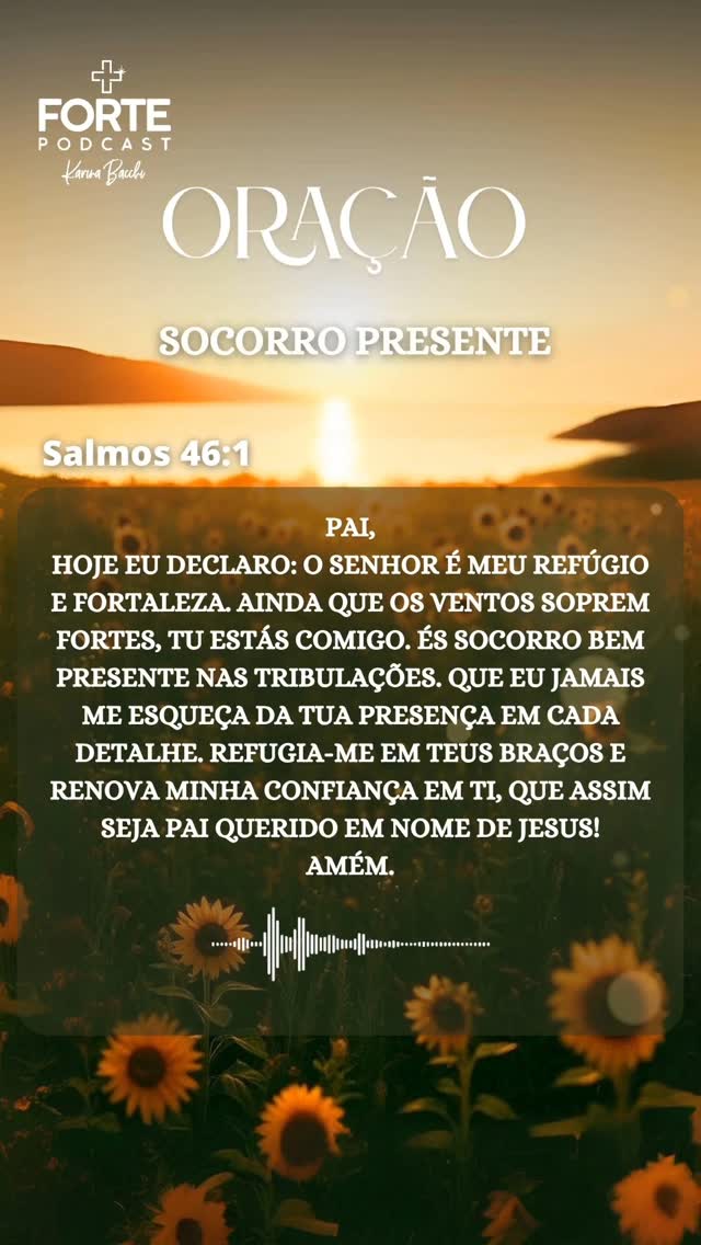 Socorro presente!
Quando a angústia aperta, para onde você corre? O Salmo 46:1 nos lembra que “Deus é o nosso refúgio e fortaleza, socorro bem presente na angústia”. Isso não é apenas uma frase bonita, mas uma promessa viva para quem precisa de um colo firme em meio à tempestade.
Muitas vezes, queremos resolver tudo sozinhos, esquecendo que o verdadeiro socorro está ao nosso alcance, bem aqui e agora. Deus não está distante; Ele é presente, disponível para nos sustentar quando os dias parecem sem esperança. Reconhecer essa presença é o primeiro passo para viver a paz que só Ele pode dar.
Você já parou para sentir esse socorro ao seu lado? Permita hoje que Ele seja seu refúgio e fortaleça sua fé para enfrentar o que vier.
Não espere a tempestade passar para buscar ajuda abrace o socorro presente e compartilhe essa força com quem você ama. Quem você pode inspirar a confiar nesse refúgio hoje?
Compartilhe essa oração