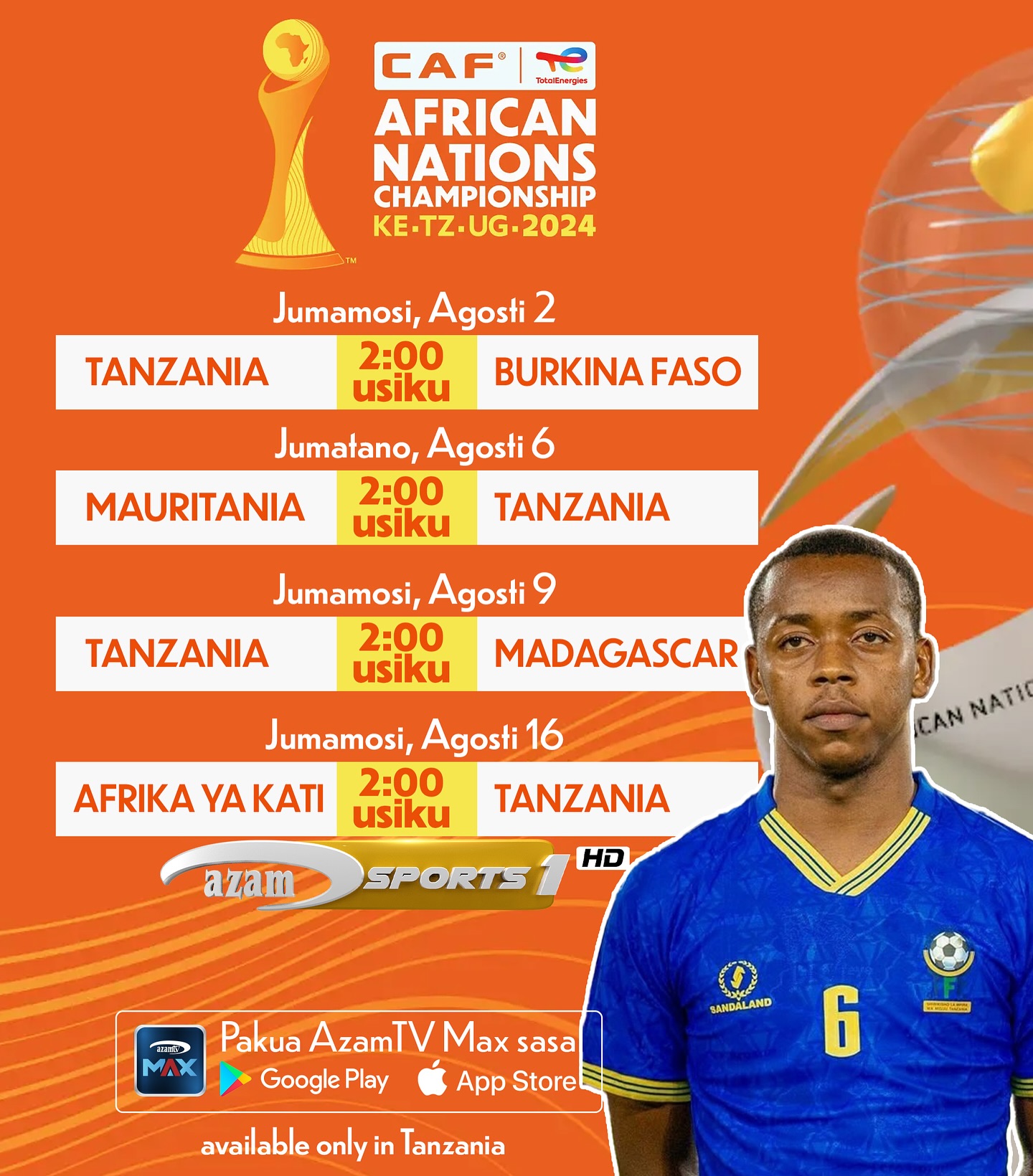 Zimebakia siku 14 michuano ya CHAN ianze ni kwa mara ya kwanza kufanyika Tanzania na Afrika Mashariki.
Mechi ya ufunguzi kupigwa dimba la Benjamin Mkapa kwa Taifa Stars kucheza na Burkina Faso.
Michuano hii kuruka mwanzo mwisho kupitia AzamSports1HD.
Mapema lipia kifurushi cha kisimbuzi chako ili usipitwe na michuano hii.
#CHAN2025 #azamtvsports