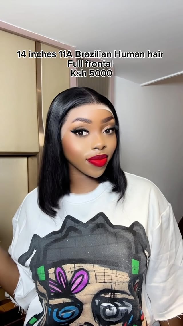 A factory deal you can’t afford to miss . Super soft .
14 inches full frontal 11A Brazilian human hair
🌸Hair can be dyed , colored
🌸Can be curled and straightened
🌸 Can be worn glueless , glue