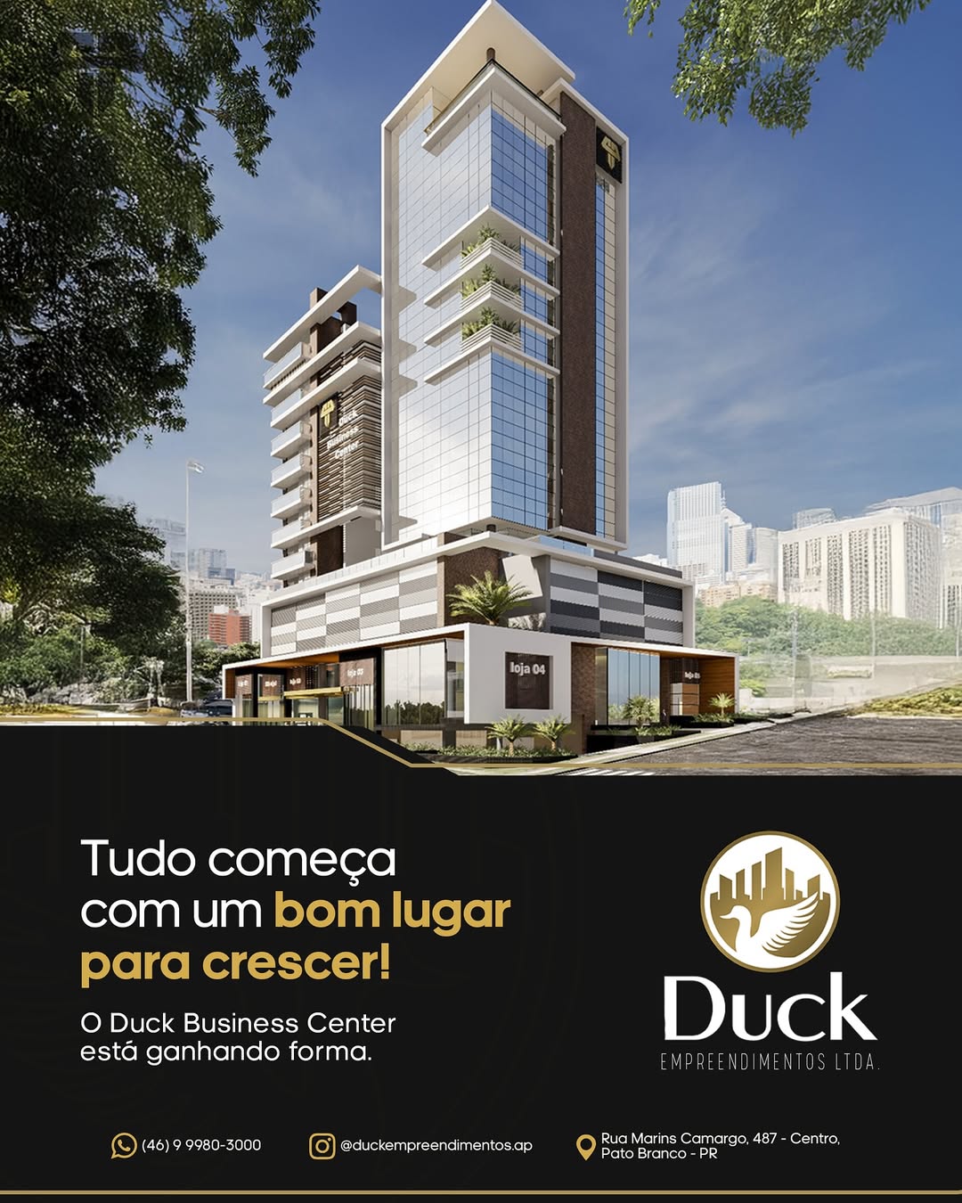 🏗️ O Duck Business Center está ganhando forma!
Mais do que concreto, esse é um projeto feito com propósito:
impulsionar o crescimento de Pato Branco e abrir espaço para grandes ideias, negócios e oportunidades.
Tudo começa com um bom lugar para crescer — e o seu pode ser aqui.
📍 Em breve, um novo marco no centro da cidade.
Duck Empreendimentos — transformando espaços em conquistas.
#DuckEmpreendimentos #DuckBusinessCenter #PatoBranco #EmpreendimentoComPropósito
