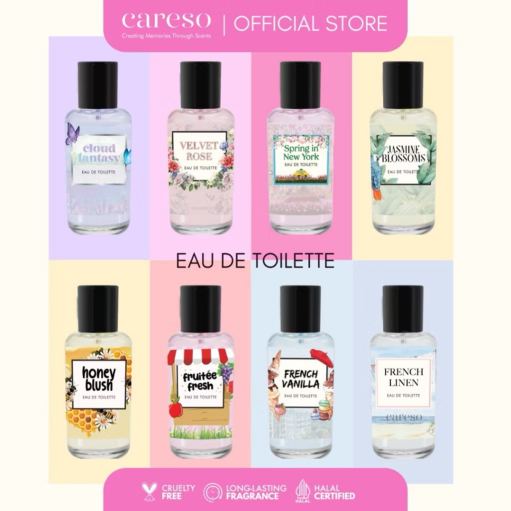 CARESO EAU DE TOILETTE (EDT PARFUM) 50ML
.
Harga 52.000 perpcs
.
Harga Grosir 49.600 perpcs (pengambilan 12 pcs)
.
.
Careso - Eau De Toilette Series
French Vanilla
Sudah siap untuk wangi vanilla yang memukau? Bayangkan coconut milk, raspberry manis dengan sentuhan vanilla. Terinspirasi oleh kedai es krim di Paris, French Vanilla memiliki tekstur yang lembut, memanjakan, sedikit berbunga-bunga dengan sedikit rasa berry, dan singkatnya: lezat!
Velvet Rose
Menangkap aroma yang mewakili musim semi di Paris. Yakni bunga mawar dan bergamot melengkapi aroma parfum dengan sentuhan feminin yang membuatnya lebih tahan lama melekat di kulit. Aroma yang tak terlupakan yang akan menyimpan kenangan perjalanan.
Jasmine Blossom
Racikan Jasmine Blossoms yang lebih intense, lebih floral, lebih segar. Diekstrak dari kelopak Jasmine Arab terbaik, kami menciptakan aroma yang memberikan kesan elegan namun feminin.