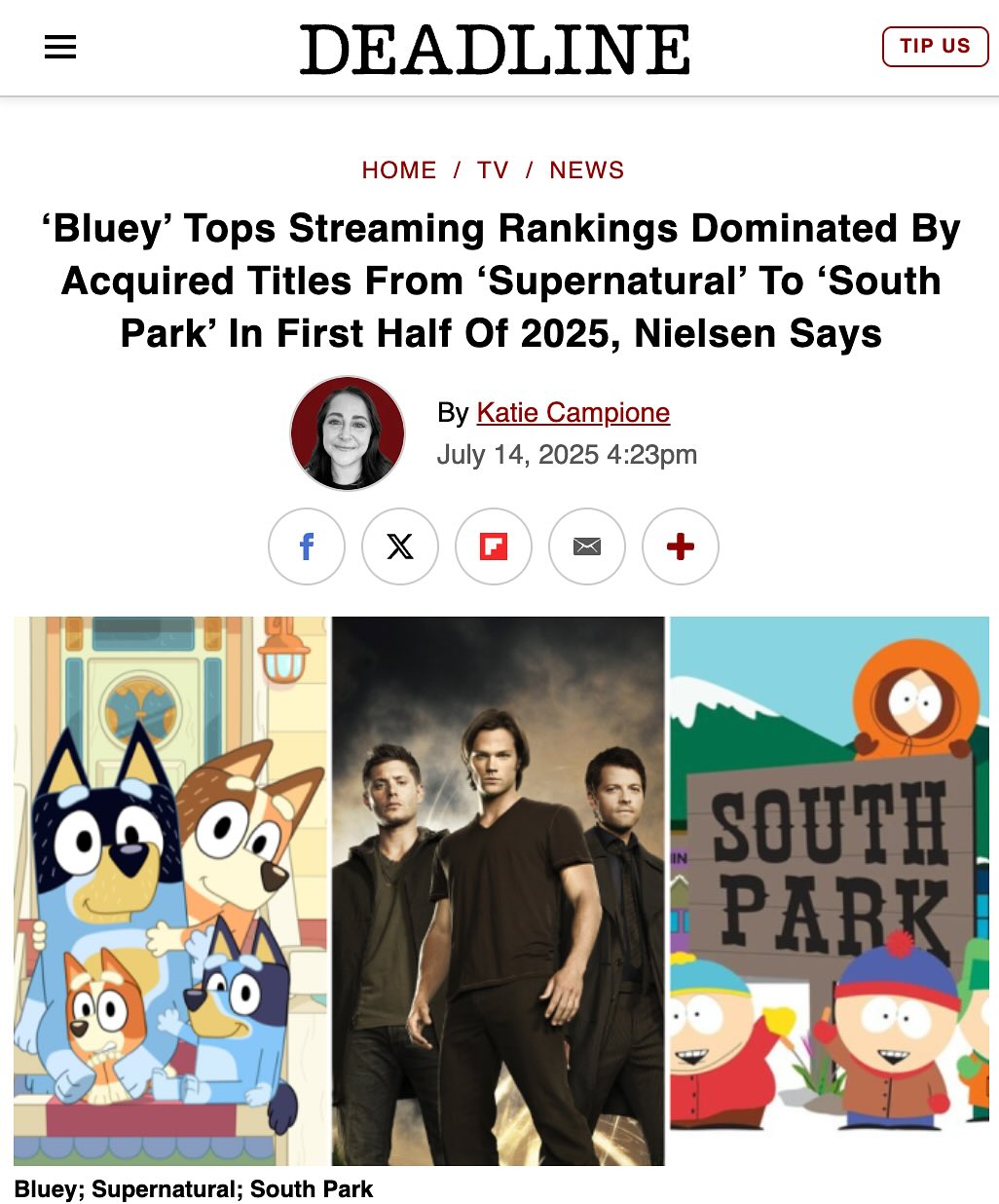Guys, I’m sorry, but the show has been off the air for 5 years. It’s time to move on.
bit.ly/SPNvsBluey