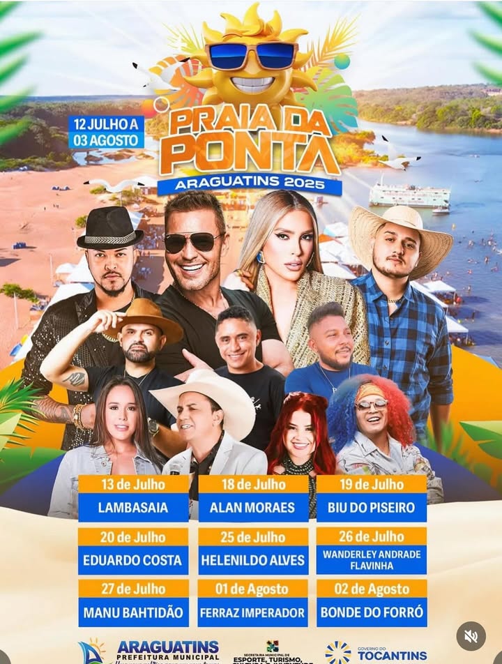 As temporadas de praias continuam 🌞
Hoje Domingo tem Eduardo Costa 🖐️