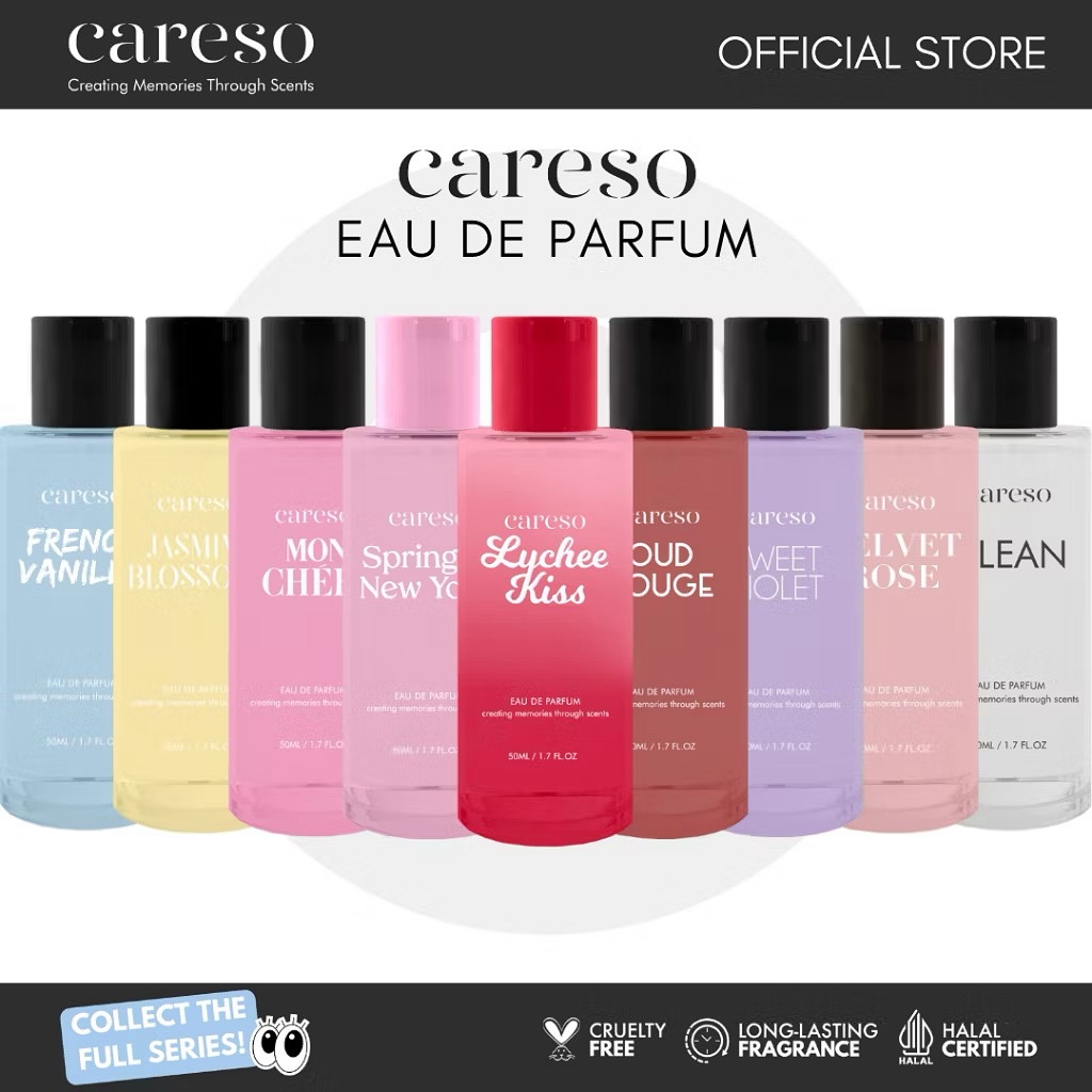 CARESO EDP PREMIUM (EAUDEPARFUM) 50ML + TAHAN 8 JAM
.
Harga 98.000 perpcs
.
Harga Grosir 96.000 perpcs (pengambilan 12 pcs)
.
CARESO EDP 50ml
Pilihan varian:
Jasmine Blossoms
French Vanilla
Velvet Rose
Clean
Sweet Violet
Mon Cheri (NEW)
Oud Rouge (NEW)
Spring in New York (NEW)
Temukan koleksi baru CARESO
Jasmine Blossoms
Dimana parfum bertemu dengan seni. Racikan Jasmine Blossoms yang lebih intense, lebih floral, lebih segar. Diekstrak dari kelopak Jasmine Arab terbaik, kami menciptakan aroma yang memberikan kesan elegan namun feminin.
French Vanilla
Sudah siap untuk wangi vanilla yang lebih intense, lebih creamy, lebih mengiurkan? Bayangkan coconut milk, raspberry manis dengan sentuhan vanilla. Terinspirasi oleh kedai es krim di Paris, French Vanilla memiliki tekstur yang lembut, memanjakan, sedikit berbunga-bunga dengan sedikit rasa berry, dan singkatnya: super lezat!
Velvet Rose
Racikan Velvet Rose yang lebih intense, lebih rosey, lebih manis. Menangkap aroma yang mewakili musim semi di Paris. Yakni bunga mayar dan bergamot melengkapi aroma parfum dengan sentuhan feminin yang membuatnya lebih tahan lama melekat di kulit. Aroma yang tak terlupakan yang akan menyimpan kenangan perjalanan.
CLEAN
"Clean" mengeksplorasi aroma tekstur dan kulit; "Clean" adalah ekspresi intim, kuat dalam kemurniannya. Wewangian unisex ini dibuka dengan kesegaran udara segar yang menempel menjadi mawar yang lembut.
Sweet Violet
Inspired by romanticism, this scent starts in the heart of an 18th century garden, it opens with the freshness of a juicy pear, wrapped in the soft petals of sweet pea, lilac and violet. The scent ends with the powdery and clean White Musk.
Mon Cheri
The Essence of Feminity
Fragrance Notes : Aldehydes, ylang-ylang, iris, neroli, bergamot, moss, vertiver
Spring in New York
Captivated by the Energy of New York
Esens dari musim semi! Kesegaran buah pir yang matang berpadu dengan bunga Freesia yang baru mekar, diseimbangkan oleh Mawar, Amber, Nilam, dan Whitemusk.