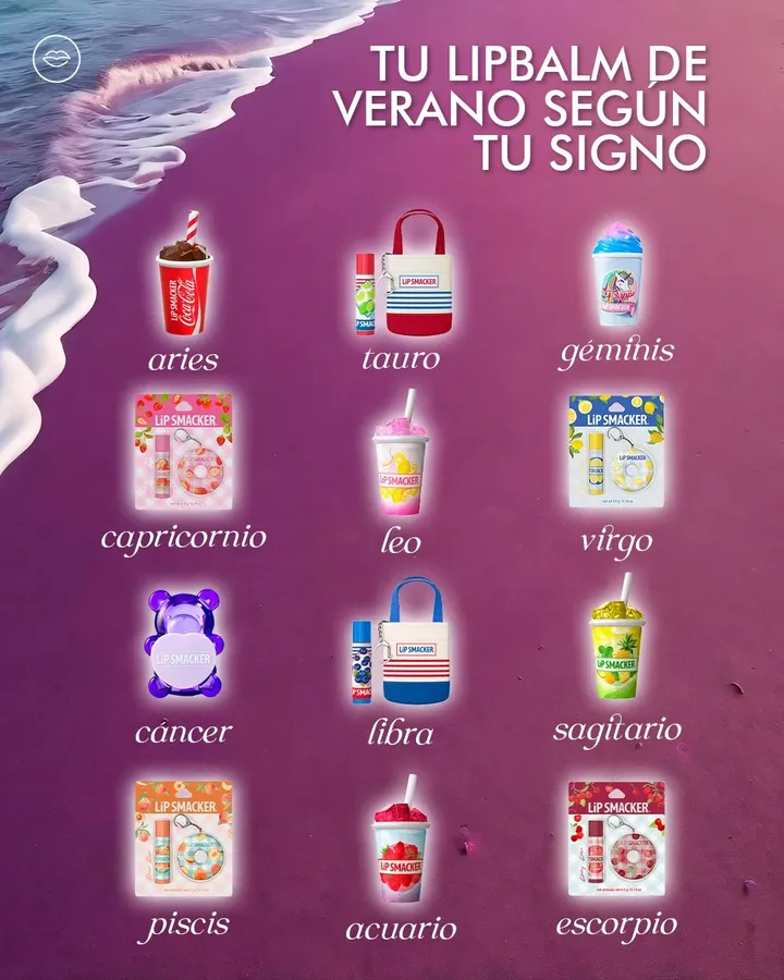 Descubre el bálsamo perfecto para tus labios este verano, ¡elegido especialmente para tu personalidad zodiacal! ♋️☀️¿Ya sabes cuál es el tuyo?
@lipsmackerbrand
#lipbalms #bálsamos #lipsmacker #signoszodiacales