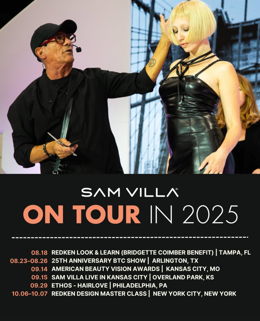 The stage is set. The shears are sharp. And the 2025 Sam Villa Tour is coming to a city near you. ✂️
From powerhouse mainstages to intimate look & learns, we’re bringing the energy, the education, and the artistry coast to coast. Whether you’re refining your craft or reigniting your passion, there is still time this year to show up, connect, and grow.
📍 Tampa, FL • Arlington, TX • Kansas City, MO • Overland Park, KS • Philadelphia, PA • New York City, NY
Which stop will we see you at?
#SamVilla
#SamVillaCommunity
