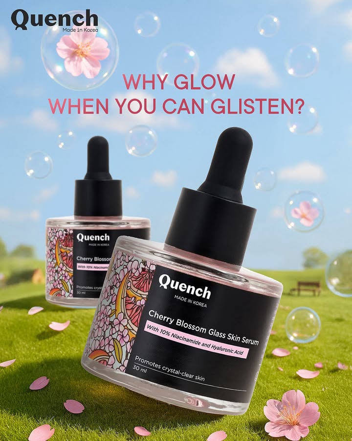 Why settle for a glow when you can glisten? โจ
Our Cherry Blossom Glass Skin Serum is packed with 10% Niacinamide to fade spots and even tone, plus Hyaluronic Acid for juicy, long-lasting hydration ๐ง๐ธ
Lightweight, non-sticky, and made to give you that crystal-clear, lit-from-within skin.
#GlassSkinUnlocked #CherryBlossomGlow #NiacinamideSerum #QuenchBotanics #niacinamideserum #hyaluronicacid #darkspots #acnemarks #hydration #glassskin #bouncyskin #pinkserum