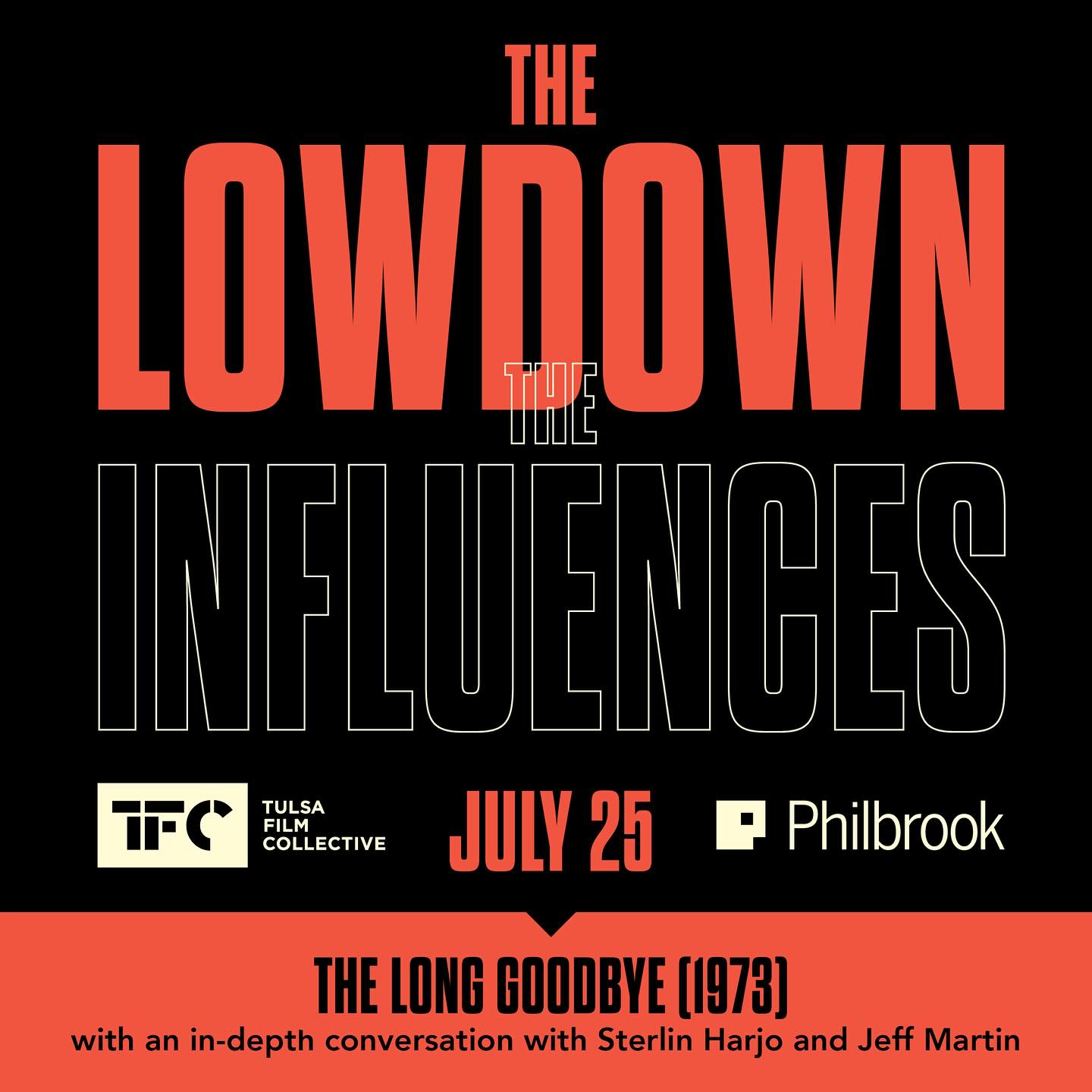 THIS FRIDAY 7/25: Don’t miss the kickoff of our new film series curated by @sterlinharjo. Discover the 70s detective films that inspired THE LOWDOWN. First up is Robert Altman’s THE LONG GOODBYE. Intro before and conversation after with Sterlin. Tix at Philbrook.org/calendar
In partnership with @tulsafilmcollective