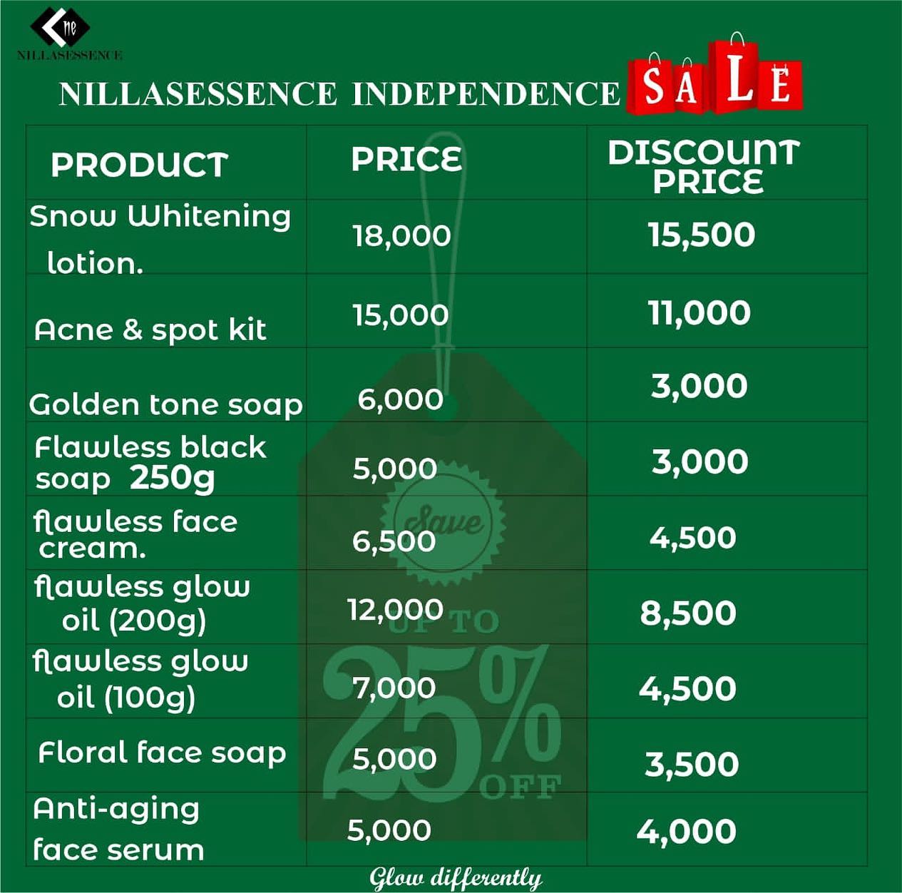 The long awaited day is here, and it's a special one for Nigerians too. Come and shop products for giveaway prices.
25% off all products @nillasessence get your skin from 0-100 with our effective products
This brand is all about YOU. DMs are fully open for your orders. Incase you are confuse on how to go about it.
Check our story for how to order.
#nillasessence#christmasglow#