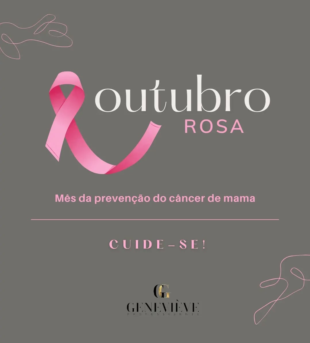 Nós apoiamos essa causa 💕 um toque pode fazer toda diferença, previna-se!!
#genevieveprofessionnel #outubrorosa #autocuidado #prevencao #saude