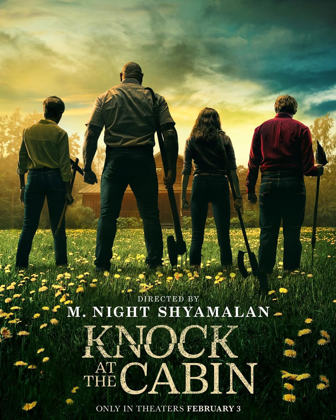 Knock at the Cabin out in cinemas worldwide today!
Had so much fun in the Cabin with @mnight and the gang last summer. Excited for you to see it. Knock knock…