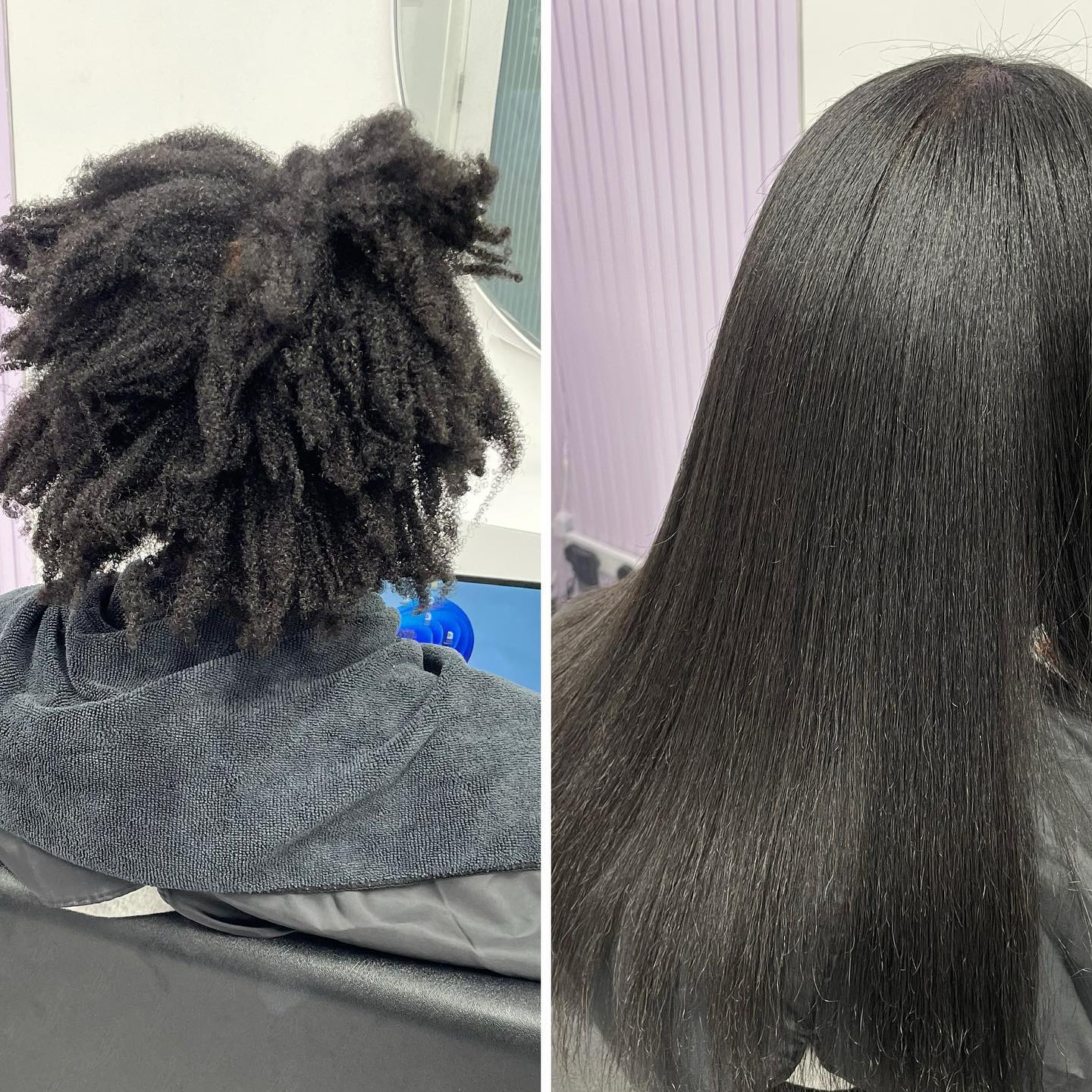 Before and after texture release 😍 #texturerelease #naturalhair #silkpress #4chair