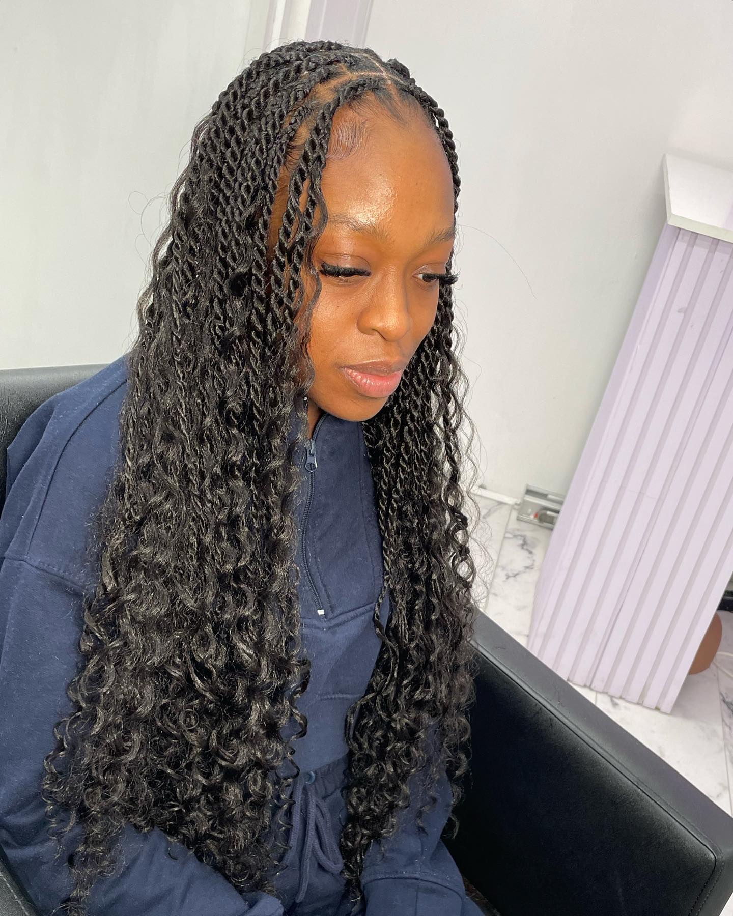 I’m in love with these goddess knotless twists 😍 defo my favourite at the moment. #twists #senegalesetwists #goddessknotlessbraids