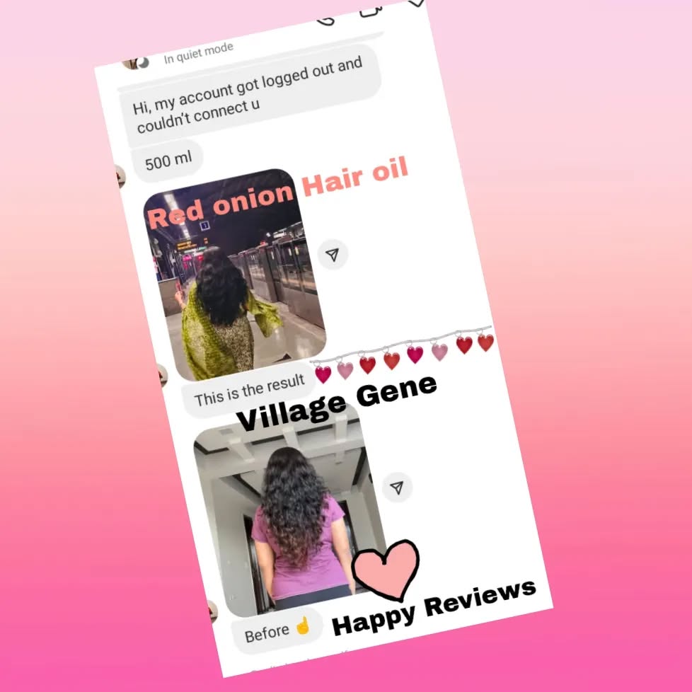 Red onion hair oil
Made with wood pressed oils
Freshly collected herbs
Natural ingredients
Promotes hair growth
Controls Hair fall
Smooth soft silky hair
Frizzy hair management
Cools the body
#insta #redonion #Hairgrowth #Hair oil #Haircare #dailyoil #forehead #insta #hairfall #growthbooster #shinyhair #smoothhair #dandruff #controldandruff #vettiver #onion #coconutoil #cumin #amla #hibiscus #village #bald #amla #neem #redonionoil #curryleaves
Message to order
@VillageGene
