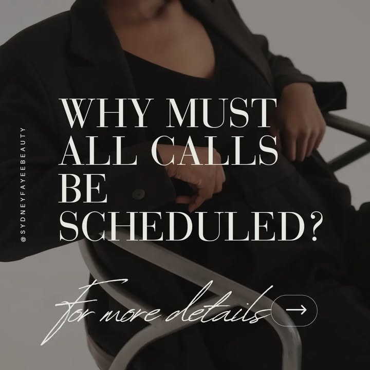 At Sydney Fayee Beauty, we prioritize delivering exceptional service to our clients while also valuing our personal time.
To ensure we can give our full attention and provide the best possible support, all calls must be scheduled in advance.
This allows us to manage our time effectively and maintain a healthy work-life balance.We appreciate your understanding and cooperation.
Thank you for helping us create a more productive and respectful environment for everyone.
#smallbusinesshouston #clientprofessionalism #worklifebalance balance #makeupartisthouston