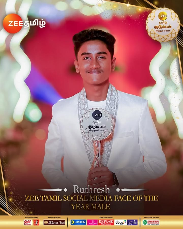 Social Media Face of the Year Male - Ruthresh
Zee Tamil Kudumba Virudhugal 2024.
October 26 & 27 | Saturday & Sunday 4.30 PM.
#ZeeTamilKudumbaVirudhugal2024 #ruthresh #saregamapa